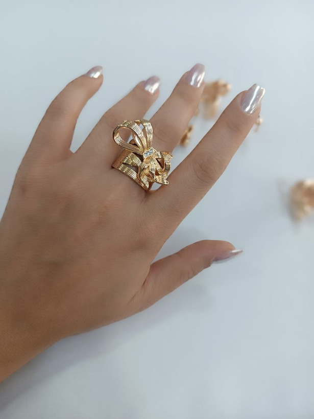 انگشتر پاپیون زنانه | آبکاری طلا