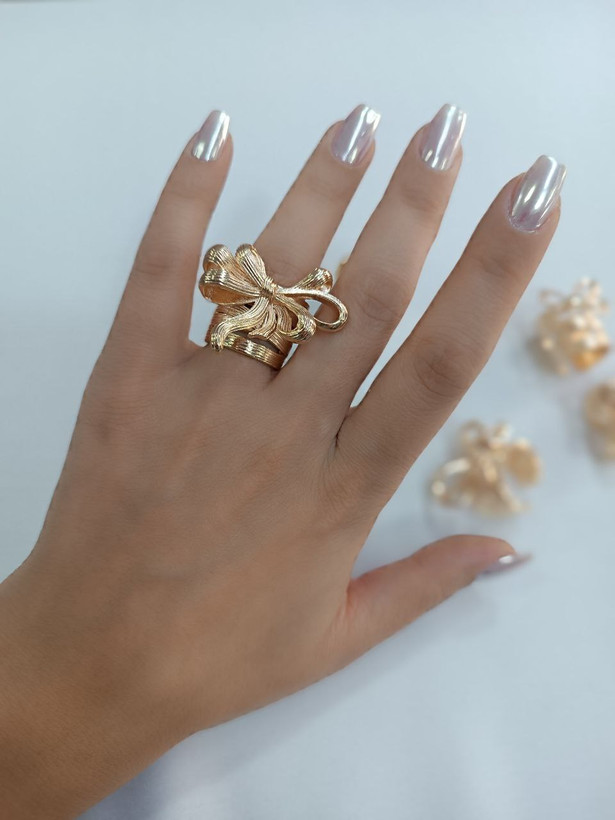 انگشتر پاپیون زنانه | آبکاری طلا