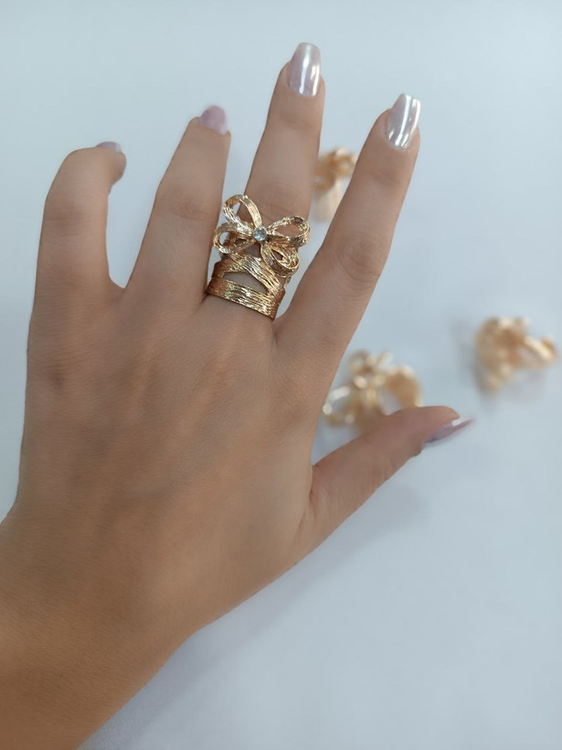 انگشتر پاپیون زنانه | آبکاری طلا