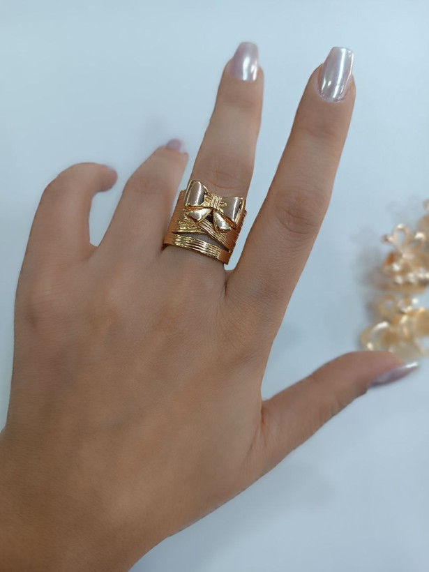 انگشتر پاپیون زنانه | آبکاری طلا