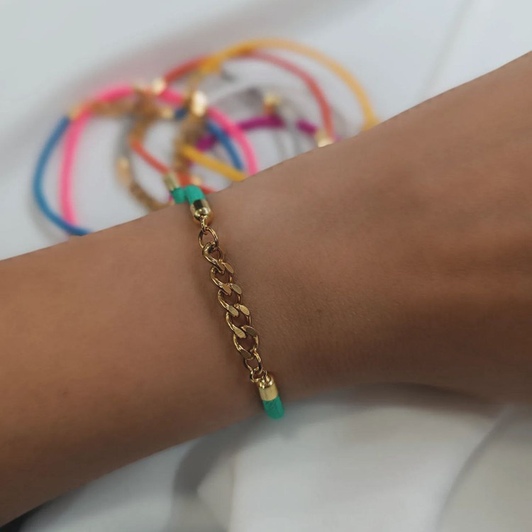 دستبند زنانه طرح طلا | بند رنگی قابل تنظیم سلیز