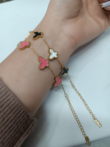 دستبند استیل زنانه پروانهای رنگ ثابت