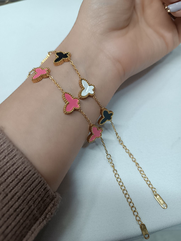 دستبند استیل زنانه پروانهای رنگ ثابت