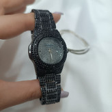 ساعت مجلسی زنانه فول نگین مشکی و دستبند کشی